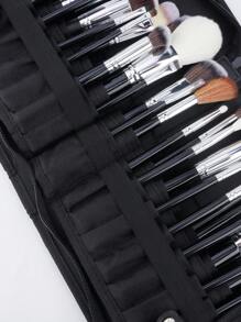 1pc Large Capacity 40-Slot Foldable Makeup Brush Holder, High-End Bookpage Design Black Makeup Brush Storage Bag - Black - View 6