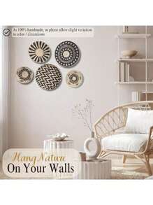 Meching Basket Wall Dr Set, Hanging Woven Wall Basket Dr, Boho Wall Baskets Dr, Basket Wall Art Dr, -Friendly Round Woven Wall Dr, Boho Rattan Wall Dr Gift - Multicolor - View 5