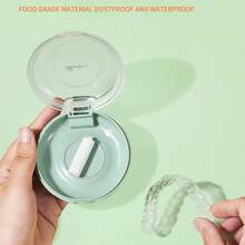 Orthodontic Retainer Case For Invisible Braces, Portable Storage Box For Teeth Aligners, Denture And Toothbrush, Cute Design - Green - View 4