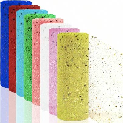 10Yards 6inch Glitter Tulle Roll Soft Tulle Ribbon For Party Decoration DIY Crafts Tutu Skirt Accessories Wedding Backdrop Stage Decoration Sewing Mesh