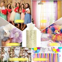 10Yards 6inch Glitter Tulle Roll Soft Tulle Ribbon For Party Decoration DIY Crafts Tutu Skirt Accessories Wedding Backdrop Stage Decoration Sewing Mesh