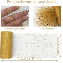 10Yards 6inch Glitter Tulle Roll Soft Tulle Ribbon For Party Decoration DIY Crafts Tutu Skirt Accessories Wedding Backdrop Stage Decoration Sewing Mesh