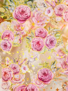 1袋5入 Diy剪貼簿用品,花卉貼紙,防水鍍金閃爍處理,可自由裁剪,裝飾相框筆記本手機殼 - 紫色 - 查看 3