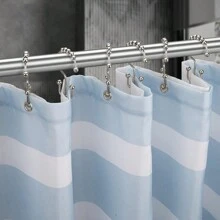 2pcs/12pcs Shower Curtain Rings, Double Hooks, Rust-Resistant Metal Double-Sided Shower Hooks, Bathroom Curtain Hooks, Silver/Black Home Bathroom Decor Fall Decor Bathroom Accessories - Multicolor - View 8