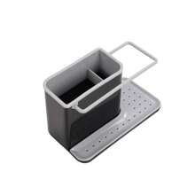 LIVINGANDHOME Living And Home Kitchen Sponge Cloth Holder Storage Rack, Multi-Purpose Sink Caddy Holder Organiser Shelf For Bathroom And Kitchen - Black&Grey - View 5