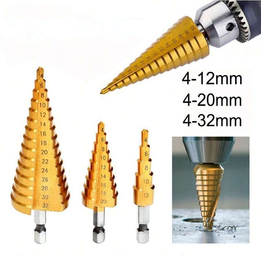 Mũi khoan 1/4" Shank Nhanh Tốc độ cao Thép Hình nón Mũi khoan Đối với Nhựa , Gỗ , Kim loại Trang tính , Nhôm Lỗ Khoan ( ) - vàng - Xem 1