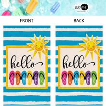 太陽、冰淇淋和夏天的花園旗幟，12" X 18"雙面亞麻泳池派對庭院裝飾 - 彩色 - 查看 3