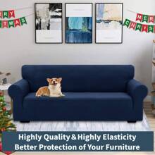 YSTYLE Stretch Sofa Cover 1/2/3/4 Seater, Sofa Cover Non-Slip With Armrest, Elastic Couch Cover Jacquard, Universal Sofa Cover Modern, Sofa Cover Dog Cat For Living Room - Navy Blue - View 2