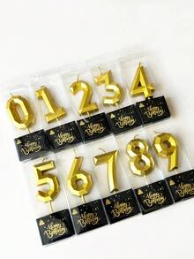 1pc Gold 0-9 Diamond Number Birthday Party Cake Decoration Candle Party Photography Prop Gift Birthday Candle - Gold - View 7