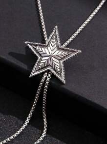 1 Pieza De Collar Largo Con Colgante Vintage Y Elegante De Cinco Puntas De Estrella Para Joyería De Fiesta Nocturna De Mujeres