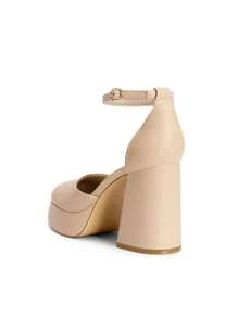 Women Chunky Platform High Heels Closed Toe Block Ankle Strap Dress Prom Wedding Party Pumps Shoes - Mai/PU - Xem 7