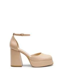 Women Chunky Platform High Heels Closed Toe Block Ankle Strap Dress Prom Wedding Party Pumps Shoes - Mai/PU - Xem 6