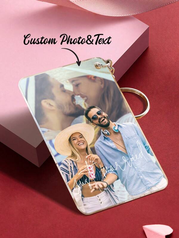 1pc Custom Photo Keychain, Custom Engraved Photo Keychain, Personalised Photo Keychain, Custom Keychain With Photo And Name, Custom Acrylic Keychain, Gift, Gift For Mom/Dad, Gift For Girlfriend/Boyfriend Children For Graduation, For Christmas, For Winter, For Fall/Autumn, For Holiday Treasure Finds Personalized/Customized Keychain, Christmas Accessories