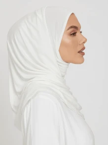 1pc Women's Solid Color Jersey Hijab Scarf, Various Sizes Available Headband For Abaya Women Veil