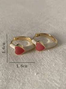 Andkiss Heart Decor Hoop Earrings