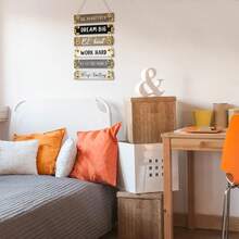 6入組11.2*2.4英寸鄉村風掛牌標誌,靈感牆藝術農場木製牆牌,帶有引言的積極壁挂牌匾,勵志報價裝飾辦公室臥室客廳 - 黑色 - 查看 4