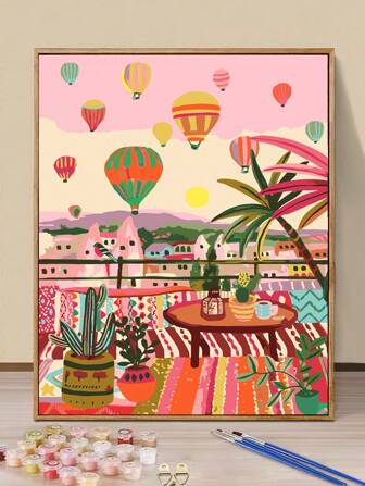 1入組彩色數字無框數字油畫，尺寸為40x50cm / 16x20in，附帶塗料和刷子，DIY丙烯酸彩繪工具套件，藝術家具可用於家庭房間裝飾，是減輕壓力的最佳禮物，適合藝術畫初學者使用