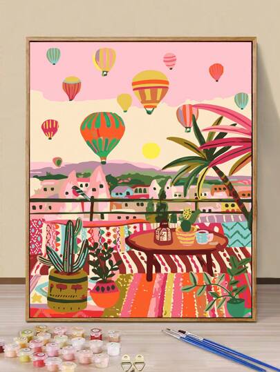 1pc Multi-Colored Unframed Digital Oil Painting, Measuring 40x50cm/16x20in, With Paints And Brushes, DIY Acrylic Paint Kit, Artistic Crafts For Family Room Decoration, Best Gift For Stress Relief, Suitable For Beginner Adults In Art Painting