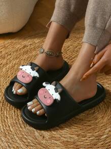 Damen süße Cartoon Hausschuhe, leise Badezimmer Duschpantoffeln für Zuhause, dicke weiche Sohle Outdoor Strandgleiter Sandalen, Sommer