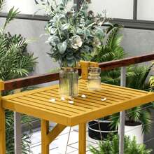Outsunny Railing Table W/ Adjustable Height, Outdoor Hanging Table, Natural