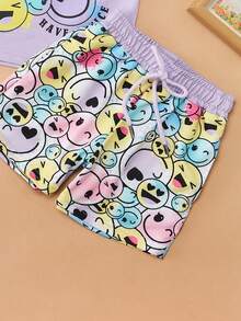 Cotton T-Shirt And Shorts Set With  Print For Girls 6-16 Years