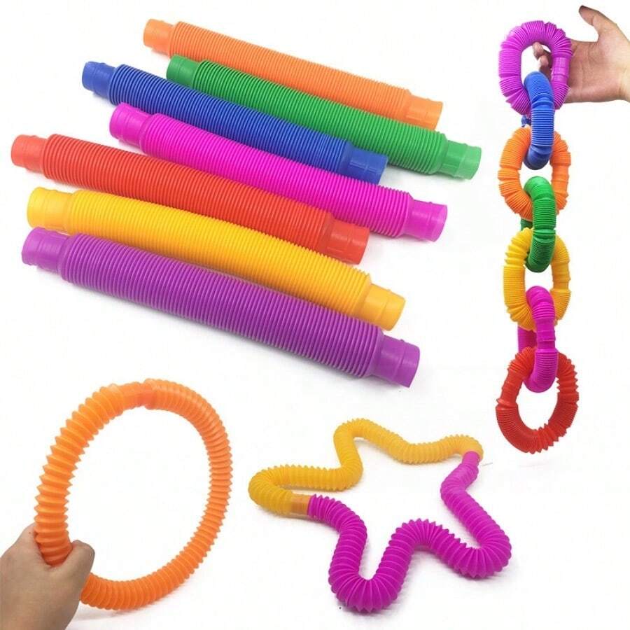 8 piezas Manguitos de onda estirable en colores, juguete para niños y adultos, diámetro de 1.9 cm, se encoge hasta 13 cm, se estira hasta 48 cm, juguetes de piscina adecuados para juegos y fiestas en la piscina - Multicolor - Ver 1