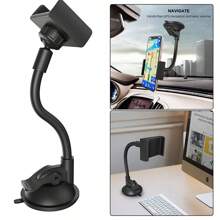 Car Windshield Long Smartphone Holder With 360° Rotation And Bendable Suction Cup Arm - Black - View 2