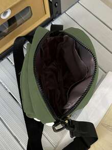 Sac à épaule en canevas de style coréen/européen unisexe, sac bandoulière bicolore, sac messager - Militaire verte - Voir 6