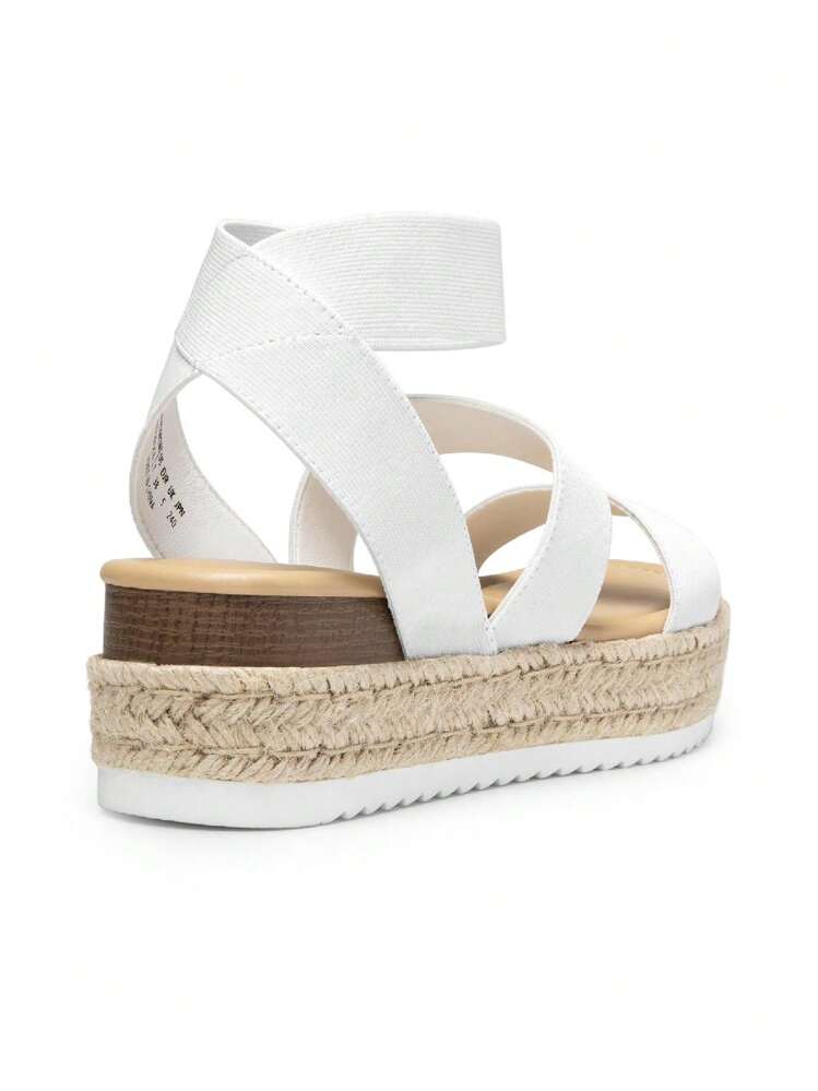 Women's Wedges Sandals Open Toe Ankle Strap Espadrilles Dressy Platform Sandals Buckle Ankle Strap Stylish Valentine's Day Summer Sandals - 白色 - 查看 10