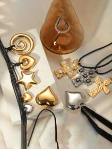 1件18k鍍金時尚吊墜項鍊,適合女士日常佩戴 - 彩色 - 查看 1