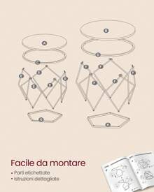 VASAGLE Tavolino da Caffè Rotondo, Set di 2 Tavolini ad Incastro, Stile Vintage Industriale, Piano Rimovibile, Struttura in Acciaio, Adatto per Soggiorno, Greige e Nero/Marrone Vintage e Nero/Bianco e Nero/Nero/Marrone Miele e Bianco Nuvola/Bianco Neve e Bianco Nuvola - Moka Marrone - Visualizzare 8