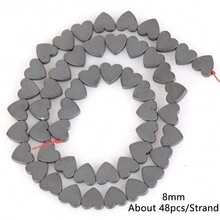 1條天然赤鐵礦石黑色啞面幾何圖案愛心立方圓珠珠寶製作配件耳環項鍊diy配件 15" - 彩色 - 查看 26