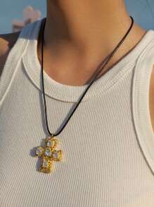 1件18k鍍金時尚吊墜項鍊,適合女士日常佩戴 - 彩色 - 查看 3