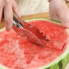 1pc, Cutting Watermelon Block Slicer Cutter, Watermelon Fruit Splitter, Stainless Steel Cutting Watermelon Tool, Kitchen Gadgets, Kitchen Supplies, Kitchen Tools - Silver - View 4