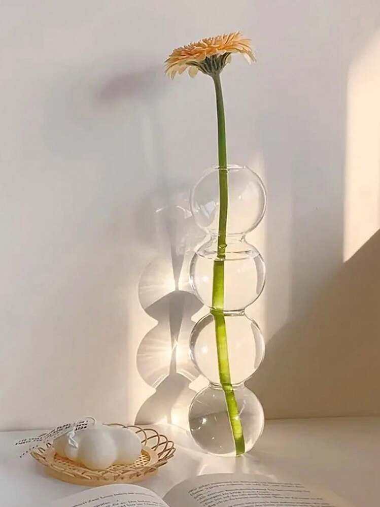 1 pièce Vase à fleurs hydroponique en verre transparent, vase à bouton de fleur unique en forme, décoration créative pour la maison, le mariage et la table à manger, décoration de la maison, décoration de la chambre, vase en verre - Transparent - Voir 5