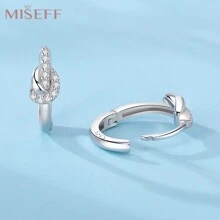 MISEFF Mới 1 Bông Tai Nữ Bạc 925 Tinh Tế Cổ Điển Đơn Giản Thanh Lịch Mỹ Trang Sức Nữ Tặng Quà Tặng Sinh Nhật Quà Tặng Ngày Của Mẹ - Bạc - Xem 8