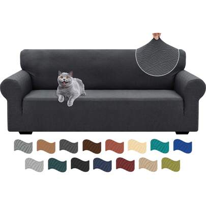 YSTYLE Stretch Sofa Cover 1/2/3/4 Seater, Sofa Cover Non-Slip With Armrest, Elastic Couch Cover Jacquard, Universal Sofa Cover Modern, Sofa Cover Dog Cat For Living Room