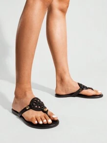 Women'S Flip Flop Buttons Arch Support Fashion Comfortable Soft Cushion Wedge Flip Flops Summer Beach Vacation Thong Flat Sandals - 黑色 - 查看 6