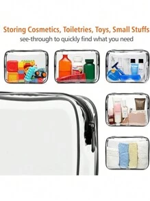 3 Pcs Waterproof Makeup Bag With Zipper Multipurpose Makeup Organizer Beauty - Black - View 3