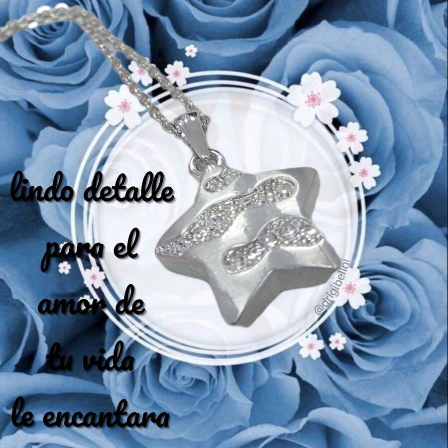 Collar con colgante Collar coreano de estrella besando con estrellas y estrellas de luna Lee Min Ho sobre flores + lindo marcador de ToFebruary, Titanio - Plateado - Ver 1