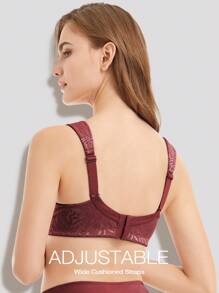 Deyllo 大码女士舒适塑形文胸，无钢圈，无衬垫 - 酒紅色 - 查看 2