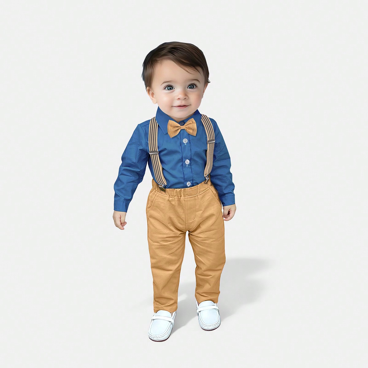 Jeune Garçon 2024 Printemps Nouvel Ensemble De Vêtements De Performance Pour Costume Formel, Chemise, Pantalon, Bretelles Et Noeud Papillon 4