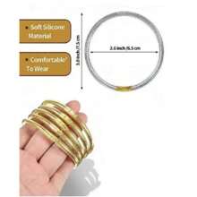 6pcs/Set Colorful Silicone Tube Bracelets With Glitter Gold Powder Jelly Bangles Suitable For Women's Daily Wear - Multicolor - View 5