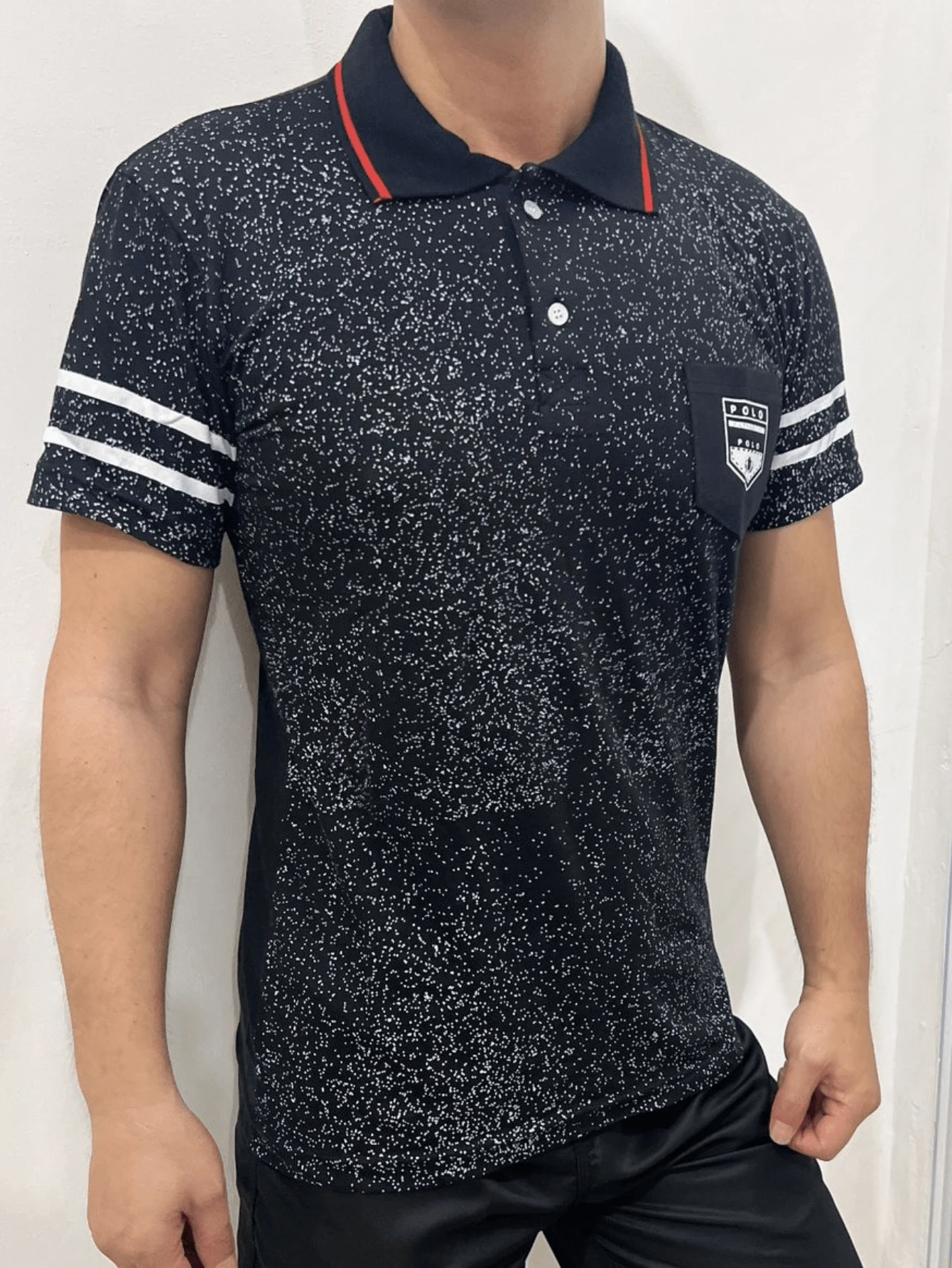 Men Polo Shirts - 黑色 - 查看 1