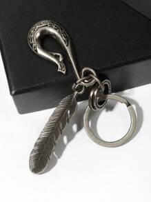 街头风男士时尚钥匙扣，树叶、钩子、锚和植物图案，适合日常或骑行使用，可作汽车配件、包包挂饰、校园风、哥特风、Y2K风、万圣节配饰、教师节配饰、带证件夹的挂绳、汽车配件、包包挂饰、汽车配件、朋友姐妹礼物创意 - 銀色 - 查看 3