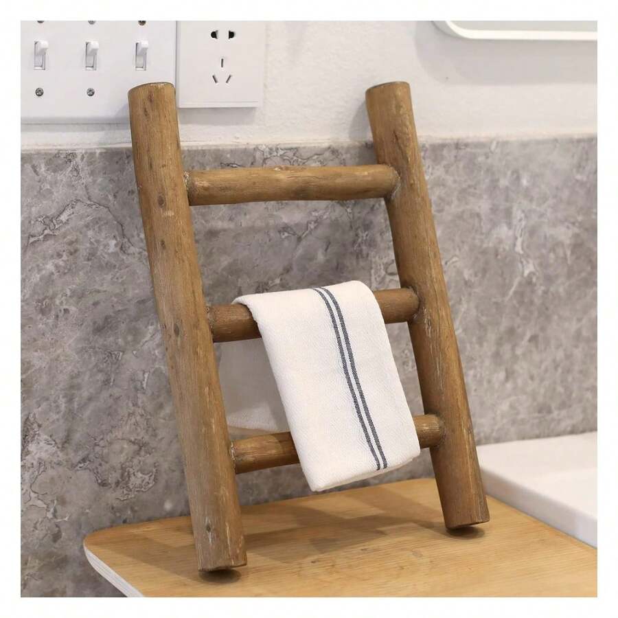 Rustic Farmhouse Blanket Ladder And Mini Countertop Towel Ladder Set