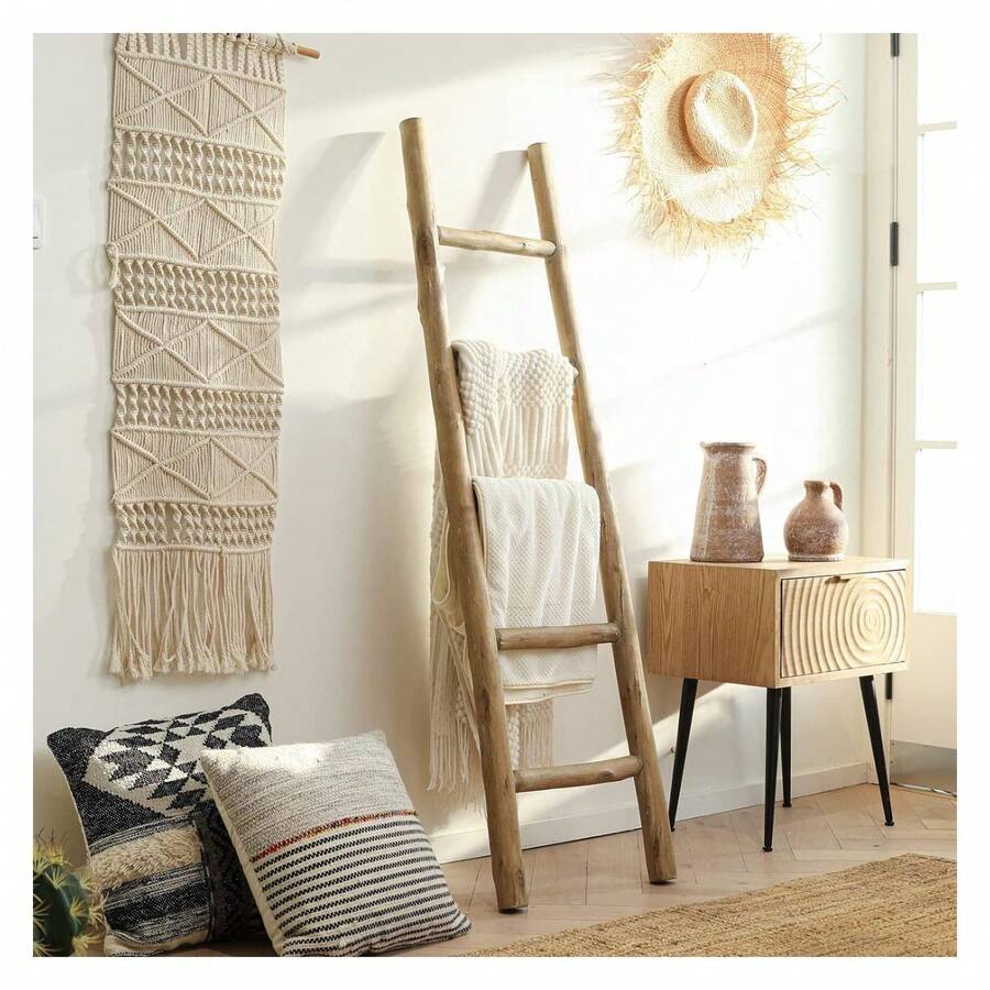 Rustic Farmhouse Blanket Ladder And Mini Countertop Towel Ladder Set