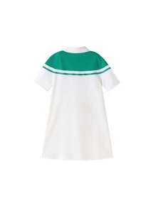 Váy ngắn tay cổ lật ngọt ngào và mát mẻ mùa hè cho bé gái - trắng - Xem 2