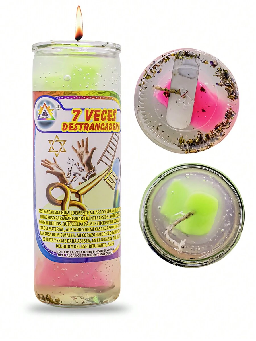Veladora Gel 7 Veces Destrancadera - Protección y Abre Caminos - Multicolor - Ver 1