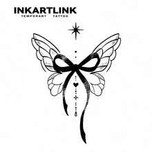 Inkartlink Revolutionary Technology Tattoo, Semi-Permanent Tattoo, Butterfly, Waterproof, Long-Lasting Temporary Tattoo, Realistic Fake Tattoo, Plant-Based, Magic Tattoo - Black - View 2